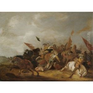 A Battle Scene In A Dune Landscape