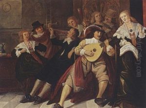 An Elegant Company Making Music And Drinking In An Interior by Palamedes Palamedesz. (Stevaerts, Stevens)