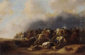 A Cavalry Engagement by Palamedes Palamedesz. (Stevaerts, Stevens)