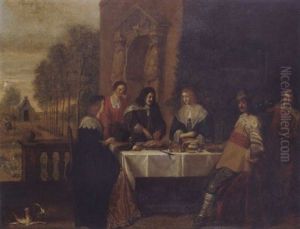 Le Repas Sur La Terrasse Du Chateau by Palamedes Palamedesz. (Stevaerts, Stevens)