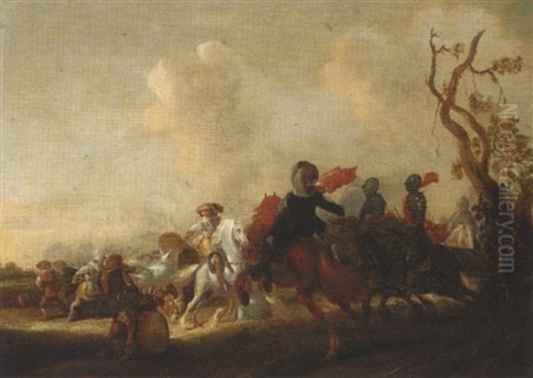 A Skirmish Between Cavalry And Infantry - view 1