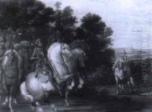 Reiter In Rustung Und Feldherr Zu Pferde Vor Waldlandschaft by Palamedes Palamedesz. (Stevaerts, Stevens)