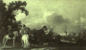 Ankunft Der Reiter Im Feldlager