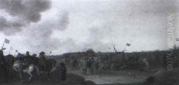 Encampment With Resting Cavaliers And Townsfolk - view 1