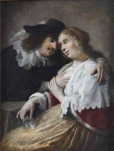 The Effects Of Intemperance; A Man Embracing A Drunken Woman