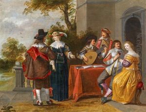 Vornehme Gesellschaft Auf Der Gartenterrasse