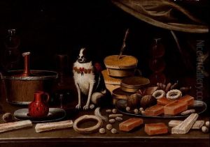 Bodegon Con Perro by Blas Del Prado De Ledesma