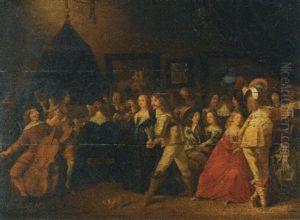 Elegant Figures Making Music In An Interior by Anthonie Palamedesz