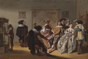 Festliche Gesellschaft Mit Einem Lautenspieler by Anthonie Palamedesz