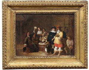 Interieur Mit Kartenspielenden Soldaten
