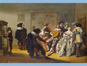 Festliche Gesellshaft Mit Lautenspieler by Anthonie Palamedesz