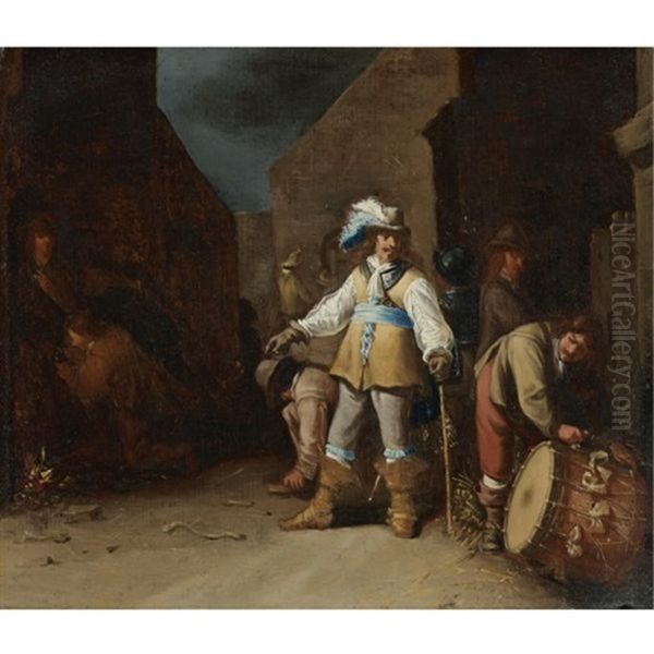 A Cavalier And Other Men Outside Of An Inn - view 1