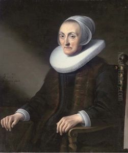 Portrait Of A Lady Wearing A Black Dress With A Lace Ruff
