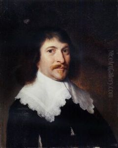 Portrait Of A Gentleman In A Black Jacket And A White Collar