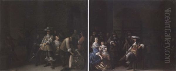 A Guardroom Interior With A Man Inspecting A Drum - view 1