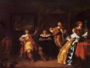 A Guardroom Interior With Female Company by Anthonie Palamedesz