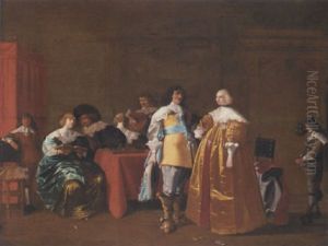 An Elegant Company Drinking And Playing Backgammon In An Interior