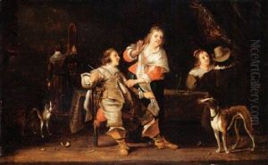 Couples Smoking And Drinking In An Interior by Anthonie Palamedesz