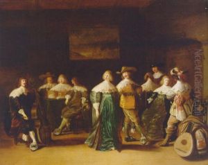 Elegant Company Dancing In An Interior by Anthonie Palamedesz