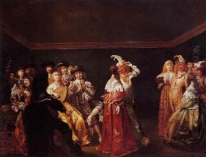 Compagnie Joyeuse Dans Un Interieur Avec Musiciens Et Masques by Anthonie Palamedesz