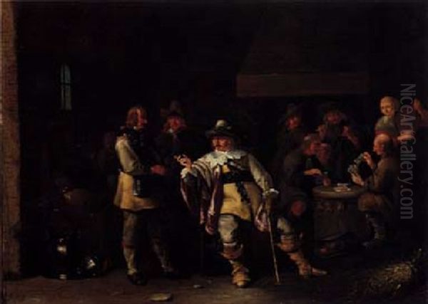 Soldiers In A Guardroom With Card Players In The Background - view 1