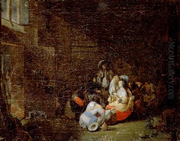 Figures Playing Cards In A Guardroom - view 1