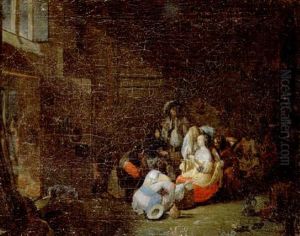 Figures Playing Cards In A Guardroom by Anthonie Palamedesz