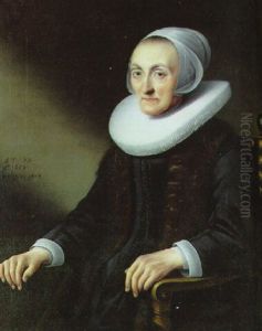 Portrait Of A Lady, Seated Half-length, In A Black Dress And A Fur Scarf, With A Ruff