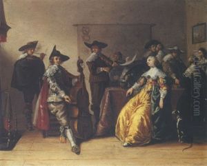 Interior Scene With Elegant Company by Anthonie Palamedesz