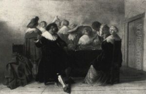 Elegant Figures Smoking And Drinking Around A Gaming Table Elegant Figures Smoking And Drinking Around A Gaming Table