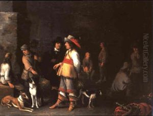 Rasten Jagdgesellschaft Vor Nachtlicher Landschaft Rasten Jagdgesellschaft Vor Nachtlicher Landschaft