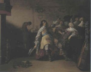 Pokulierende Gesellschaft Vor Einem Kamin Pokulierende Gesellschaft Vor Einem Kamin