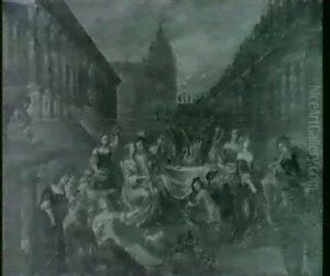 Elegant Company Merrymaking At A Table In A Palace Garden by Anthonie Palamedesz