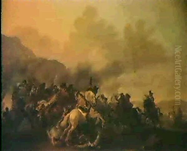 Choc De Cavalerie Dans Un Paysage Italianisant - view 1