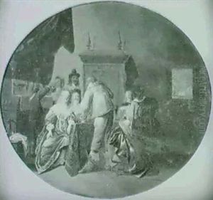 Reunion Galante Soldats Pillant Une Maison (2) by Anthonie Palamedesz