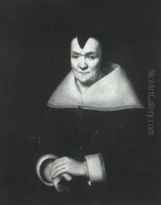 Portrait Of A Lady, Half-length, Wearing A Black Costume With A White Collar... Portrait Of A Lady, Half-length, Wearing A Black Costume With A White Collar...