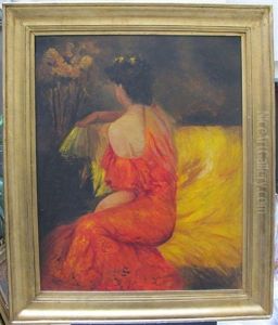 Femme A La Robe Rouge Assise De Dos Sur Un Canape Femme A La Robe Rouge Assise De Dos Sur Un Canape