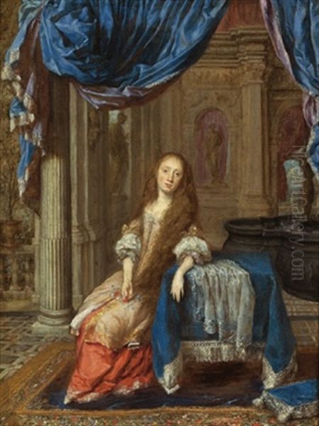 Eine Dame Im Innern Eines Schlosses - view 1