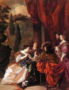 A Musical Concert On A Terrace With A Young Couple by Isaac Paling