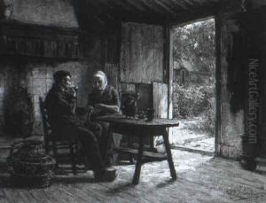 Figures In A Dutch Interior by Johannes Jacobus Paling