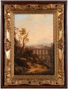 Aqueduc Dans La Campagne Romaine, Au Fond Le Mont Soracte