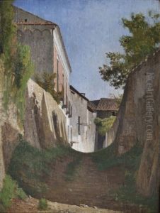 Effetto Di Luce In Una Strada Di Paese In Salita, 1861 Circa by Filippo Palizzi