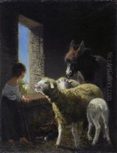Pastorella Nell'ovile by Filippo Palizzi