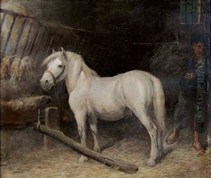 Cavallo Nella Stalla by Filippo Palizzi