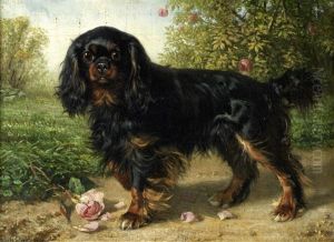 Prince - A Toy Spaniel In A Landscape by Filippo Palizzi