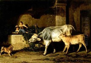 Giochi Nella Stalla by Filippo Palizzi