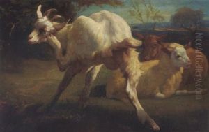 Ziege Und Schaf In Landschaft by Filippo Palizzi