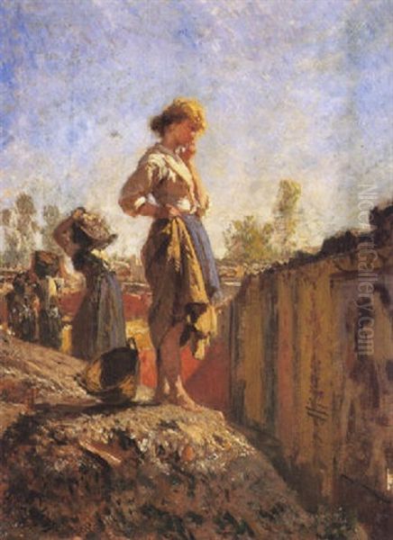 Giovane Fanciulla Di Fronte Alle Rovine Di Pompei - view 1