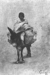 Weinhandler Mit Amphoren Auf Einem Esel by Filippo Palizzi