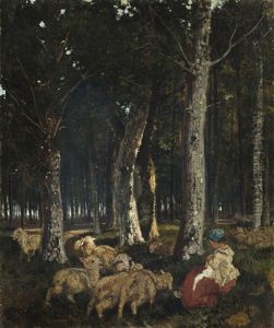 Pastorella Seduta Nel Bosco by Giuseppe Palizzi